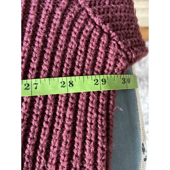 Womens Distressed Oversize Deep V Crop Sweater Size L Maroon Boho Grunge Slouchy - Picture 11 of 13